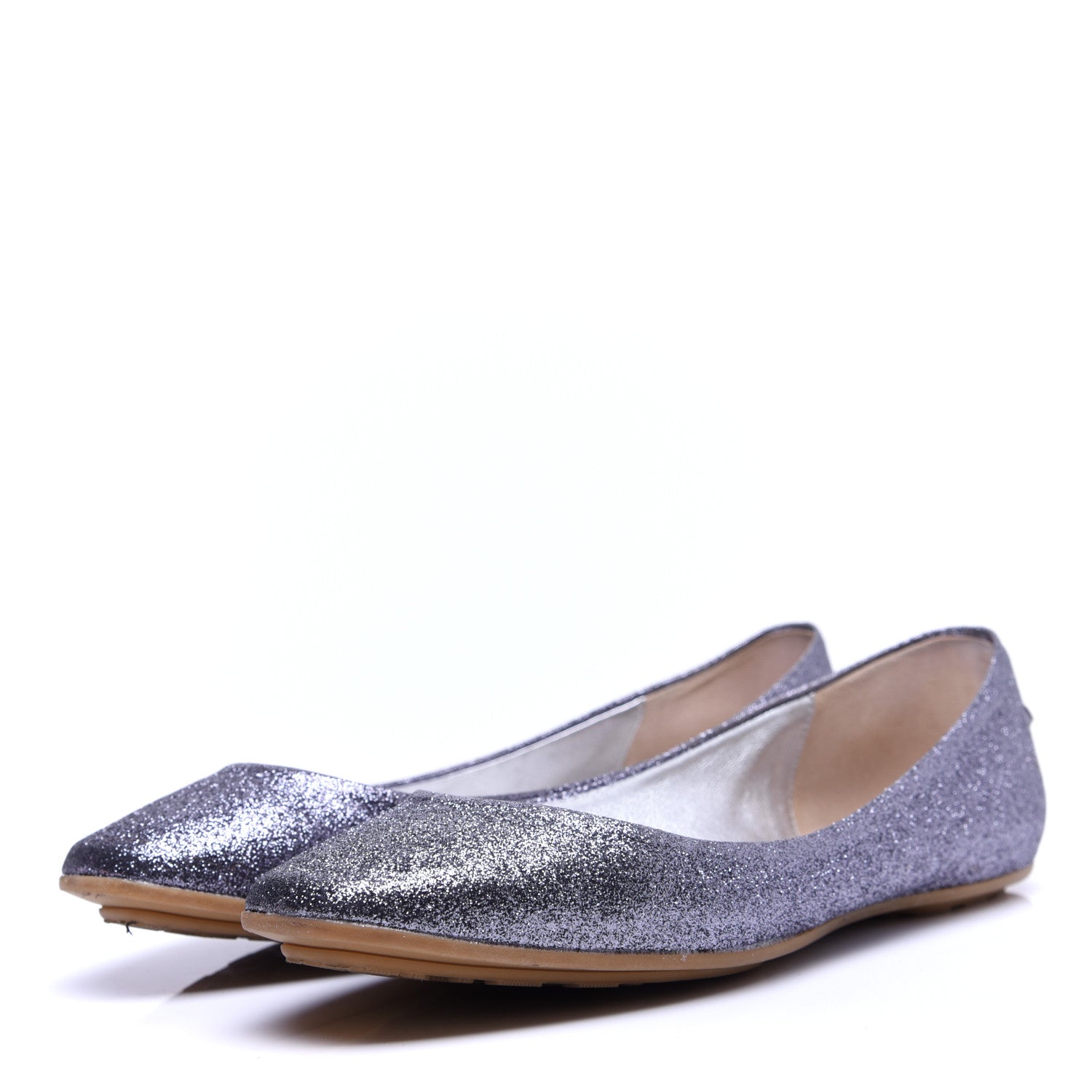 Jimmy Choo Glitter Flats 37.5 Gunmetal 5 of 13