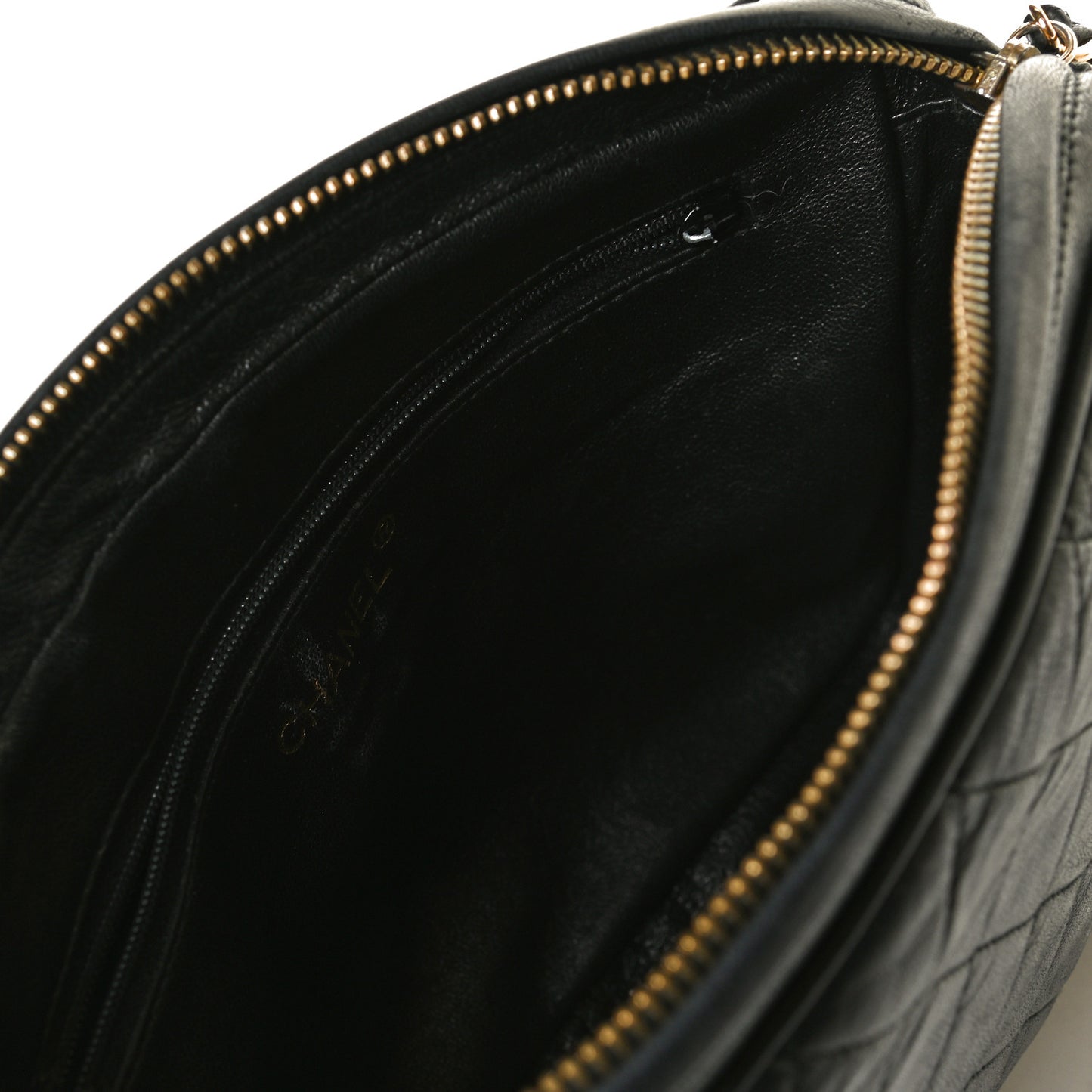Lambskin Quilted CC Tassel Camera Case Black