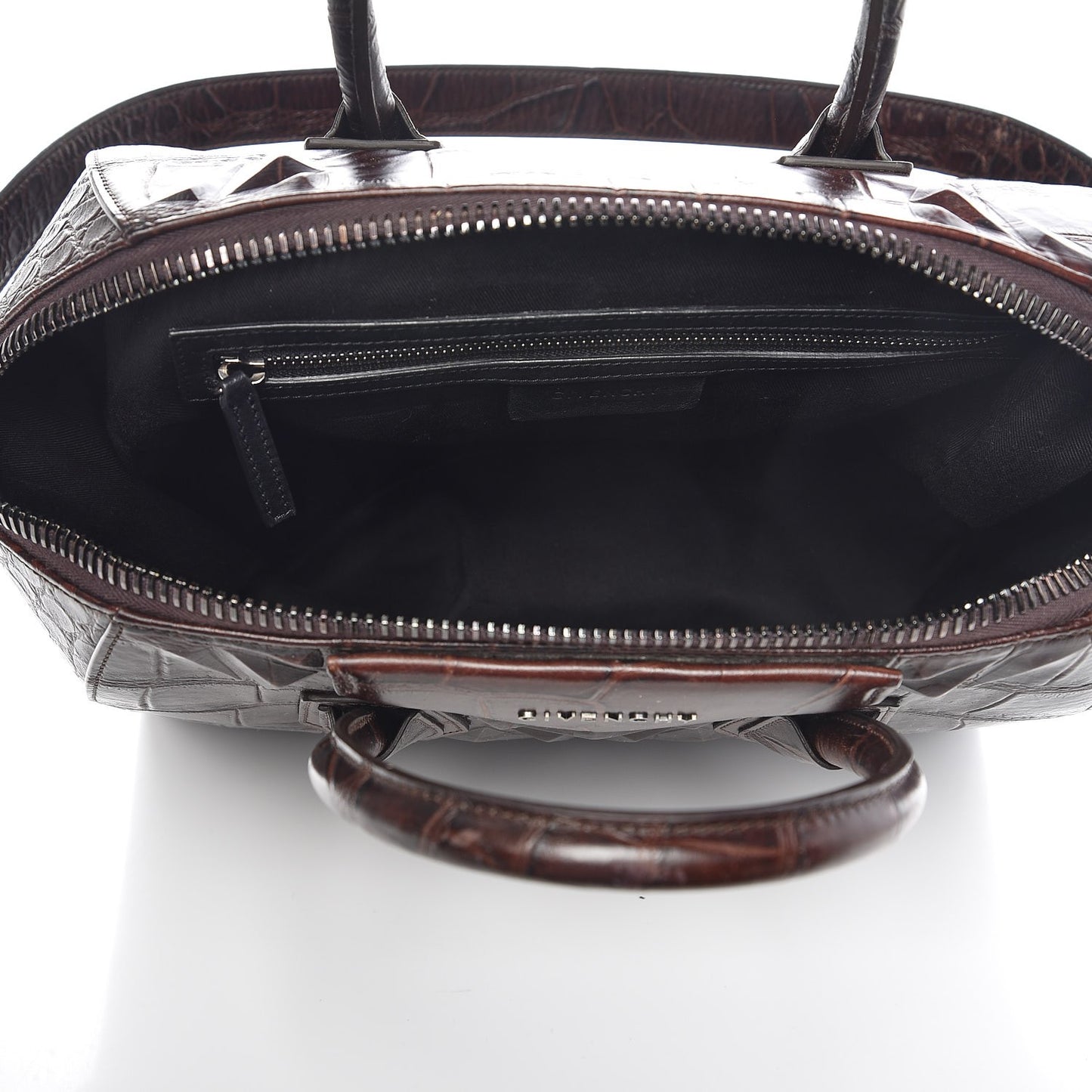 Calfskin Crocodile Embossed 3D Stud Medium Antigona Brown