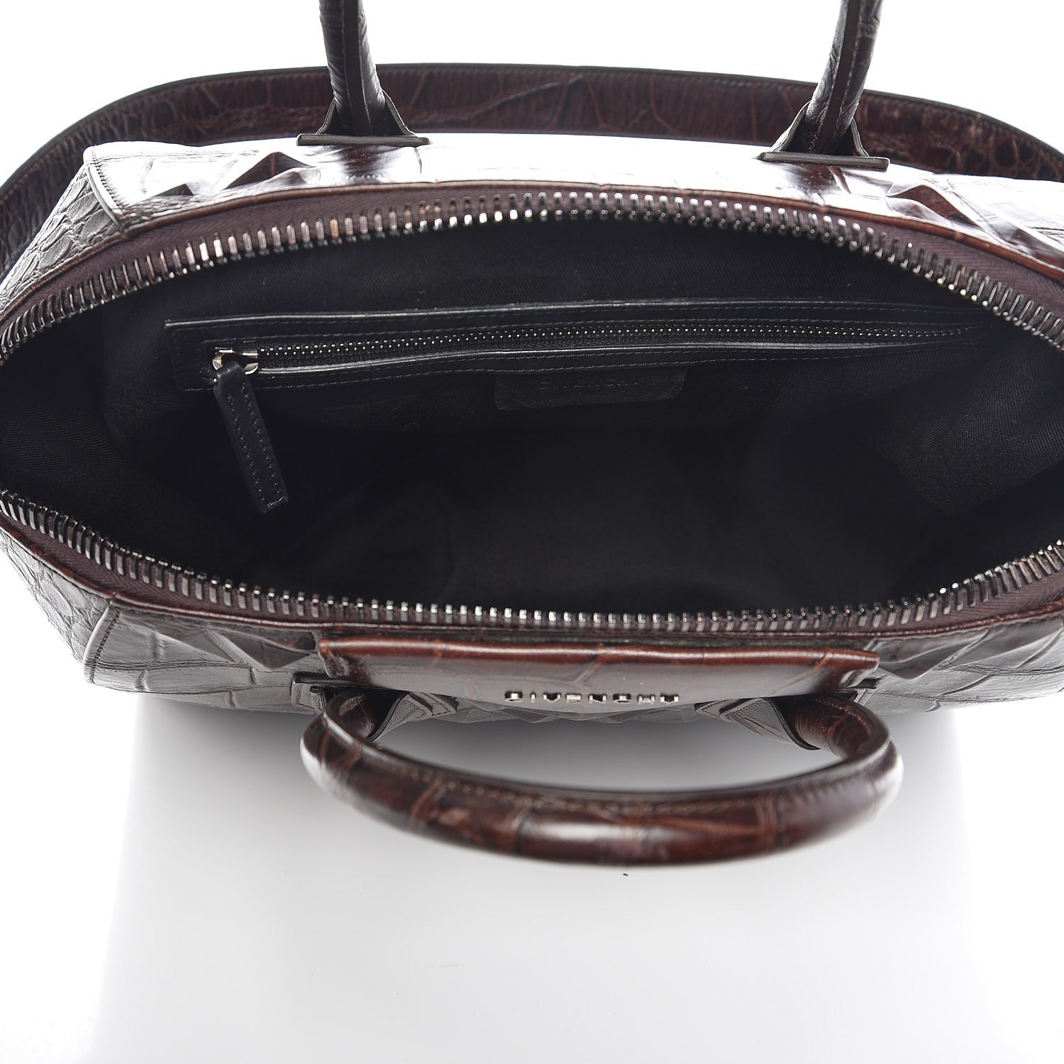 Givenchy Calfskin Crocodile Embossed 3D Stud Medium Antigona Brown 6 of 8