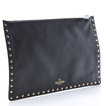Valentino Garavani Vitello Large Rockstud Zip Pouch Black 3 of 8