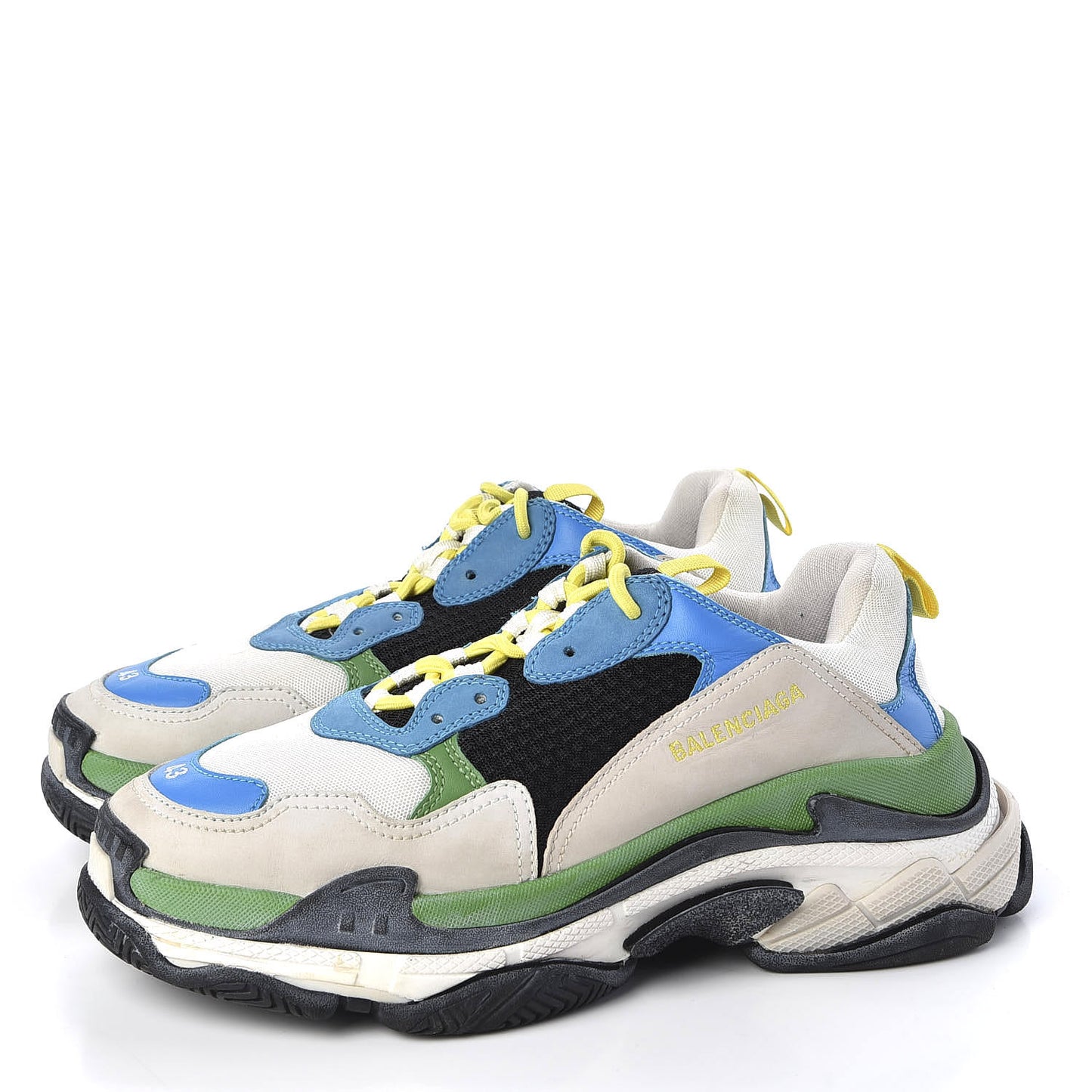 Fabric Mesh Nappa Mens Triple S Sneakers 43 Bleu White Vert Jaune