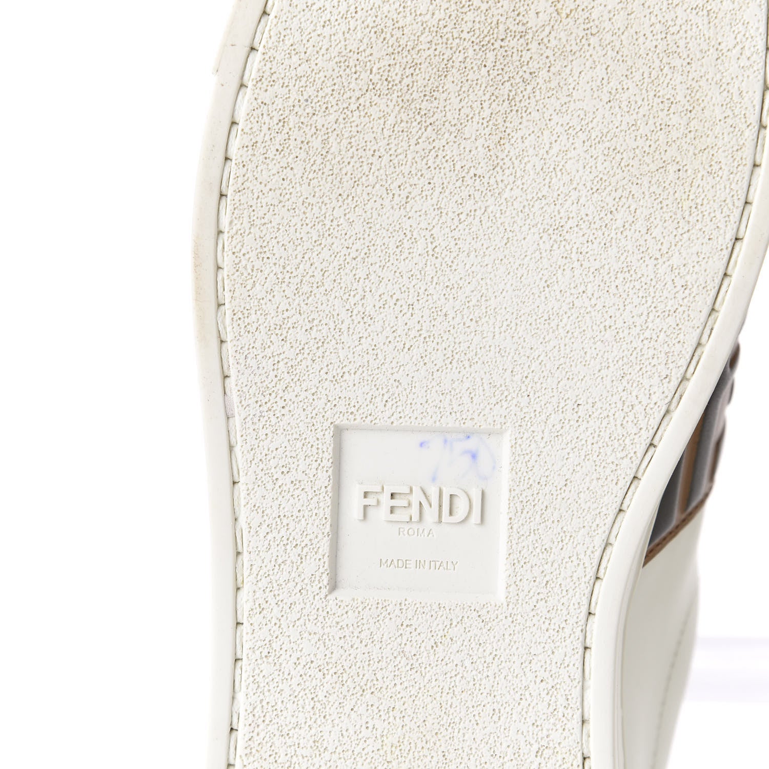 Fendi Vitello FF Embossed Womens Slip On Sneakers 38.5 White Tobacco Moro 9 of 15
