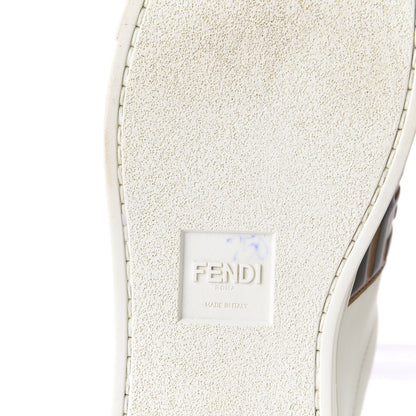 Fendi Vitello FF Embossed Womens Slip On Sneakers 38.5 White Tobacco Moro 9 of 15