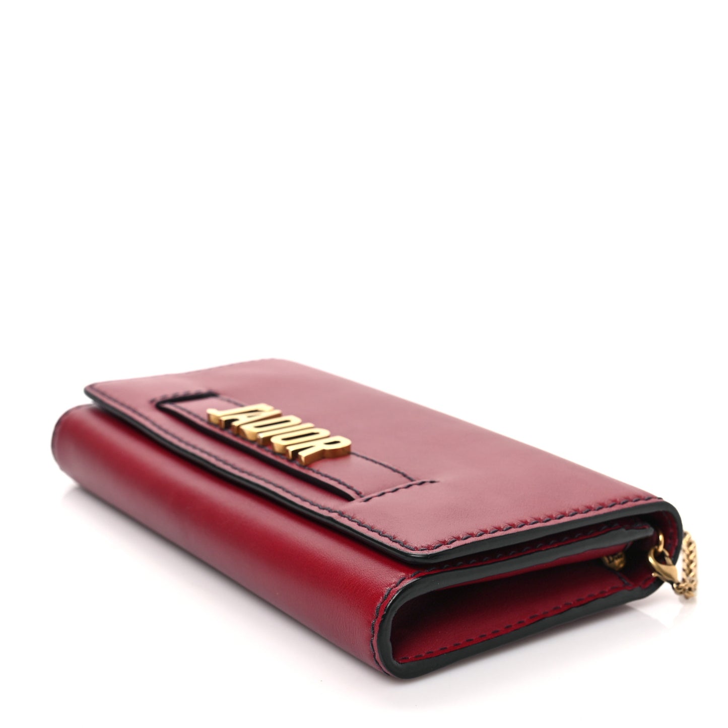Grained Lambskin J'adior Croisiere Chain Wallet Red
