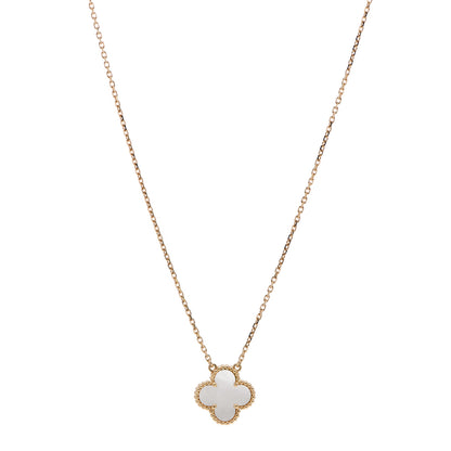 Van Cleef & Arpels 18K Yellow Gold Mother of Pearl Vintage Alhambra Pendant Necklace 1 of 6