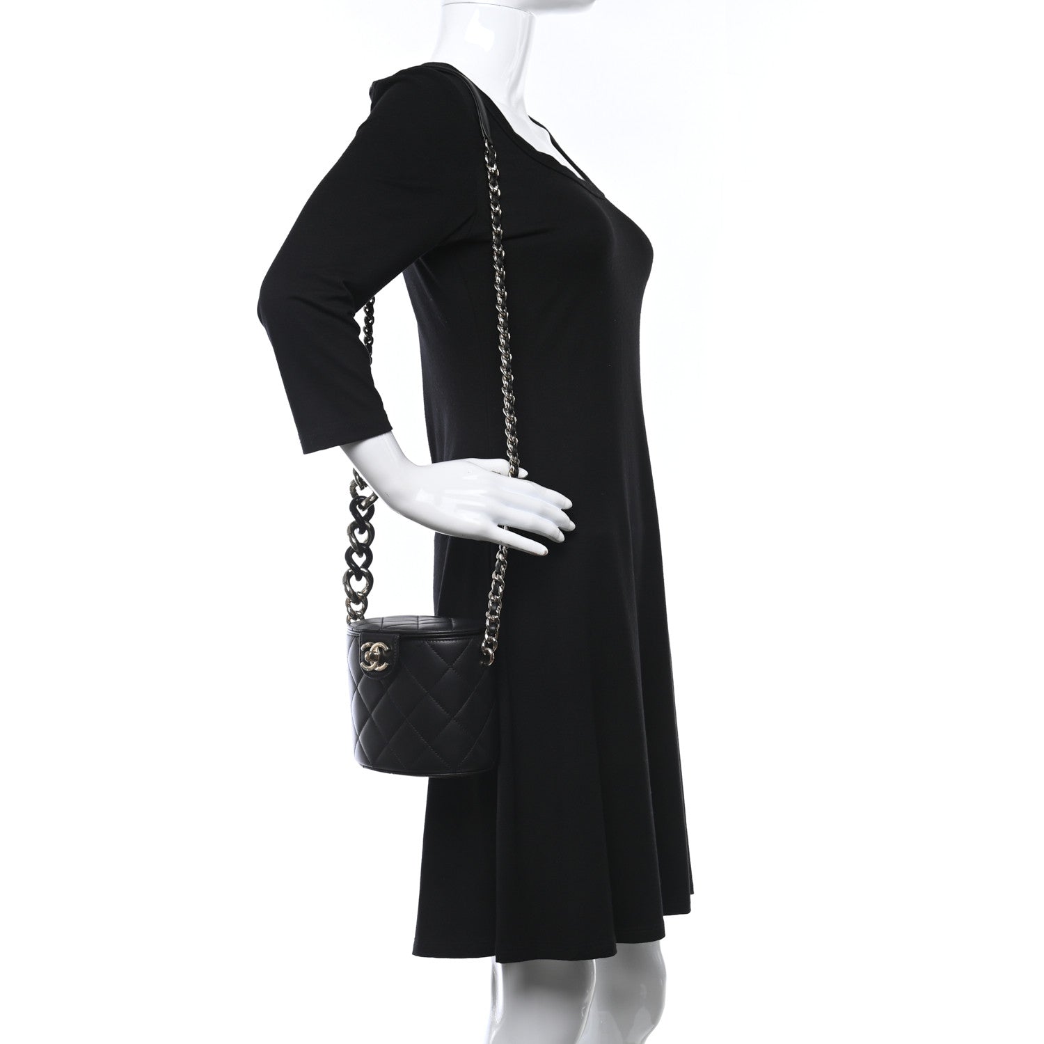 Chanel Lambskin Resin Elegant Chain Vanity Case Black 2 of 9