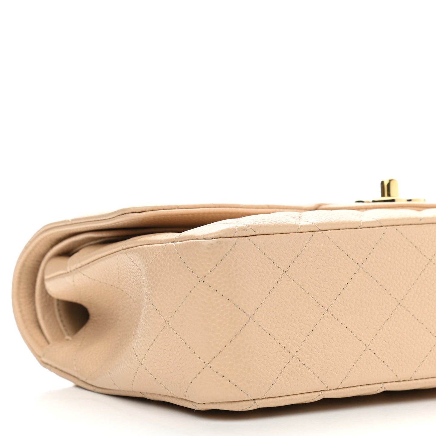 Caviar Quilted Medium Double Flap Beige