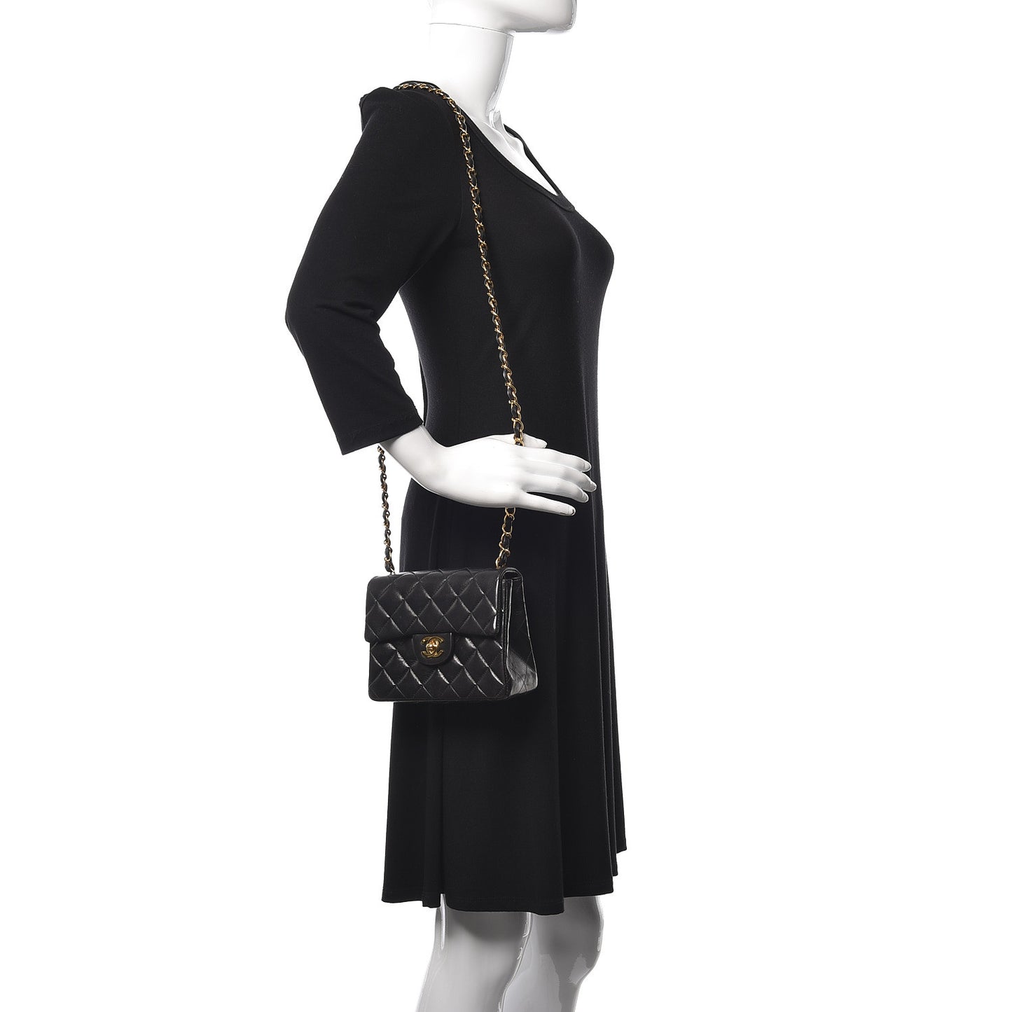 Lambskin Quilted Mini Square Flap Black