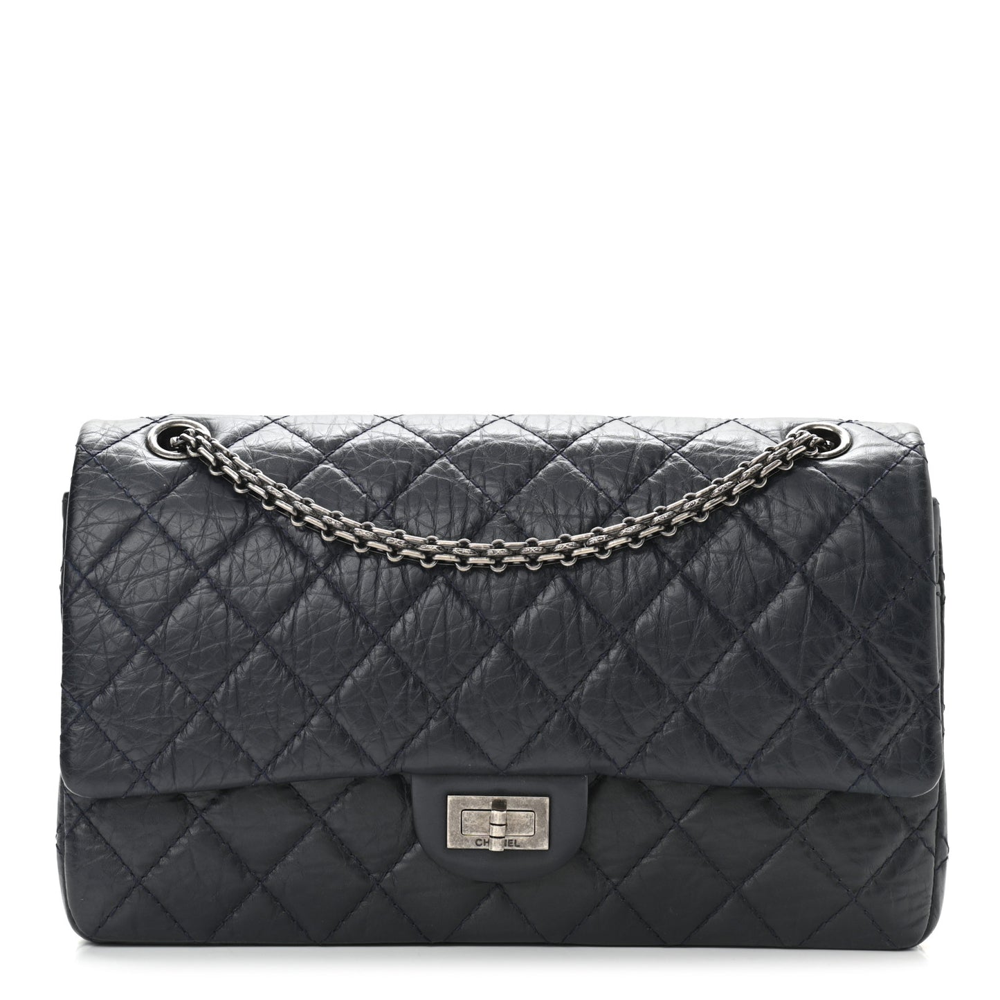Aged Calfskin Quilted 2.55 Reissue 226 Flap Navy Blue