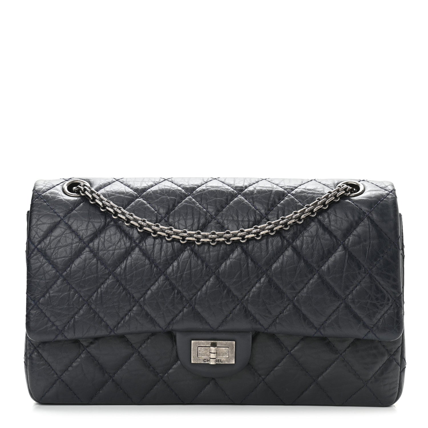 Chanel Aged Calfskin Quilted 2.55 Reissue 226 Flap Navy Blue 1 of 9