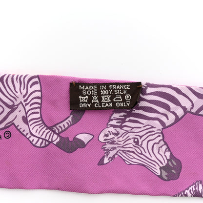 Hermes Silk Les Zebres Twilly Mauve Rose Poudre Parme 3 of 7
