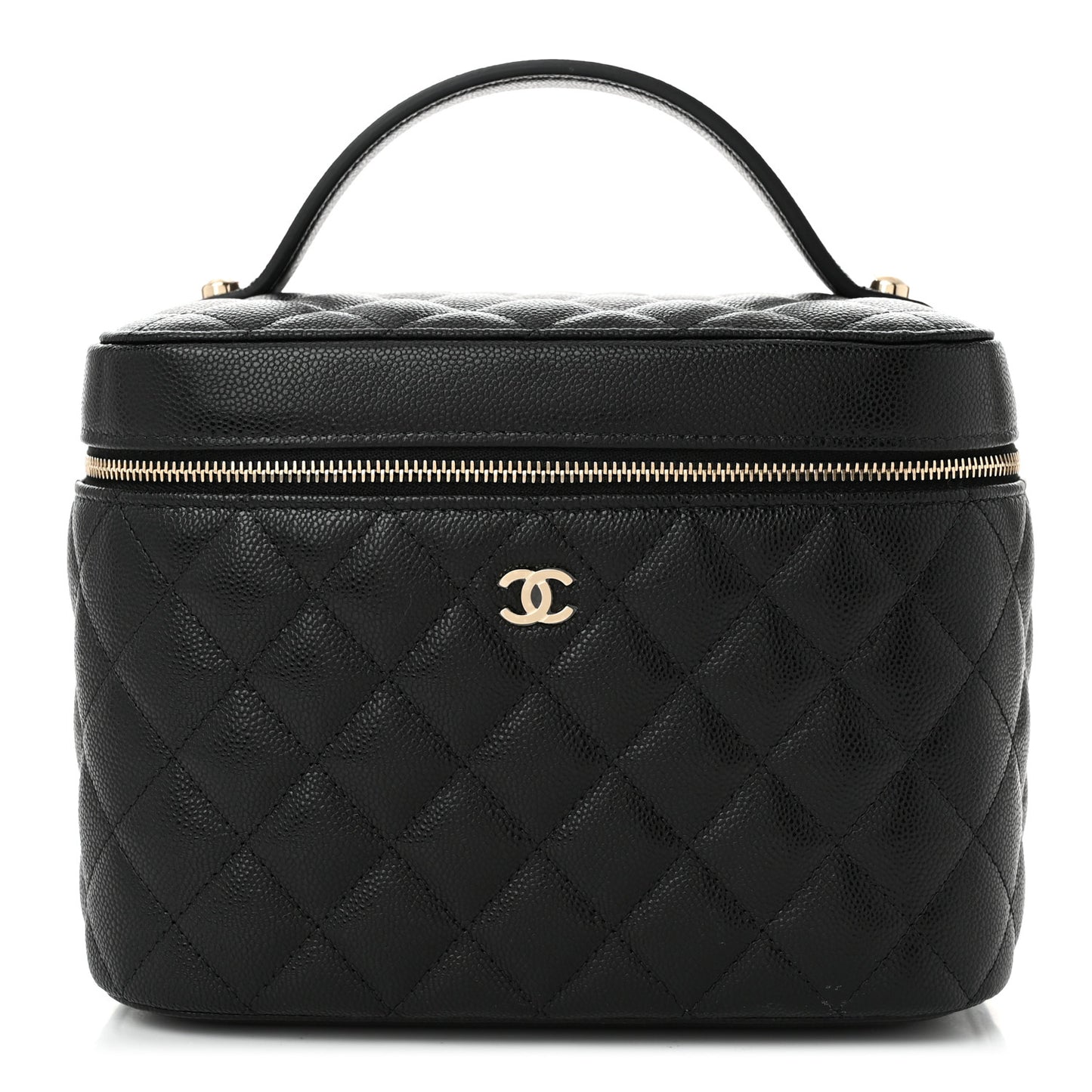 Caviar Quilted Large Vanity Pouch Black