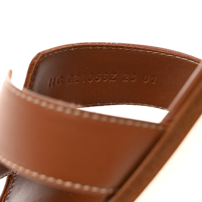 Hermes Box Calfskin Oran Sandals 39.5 Gold 7 of 9