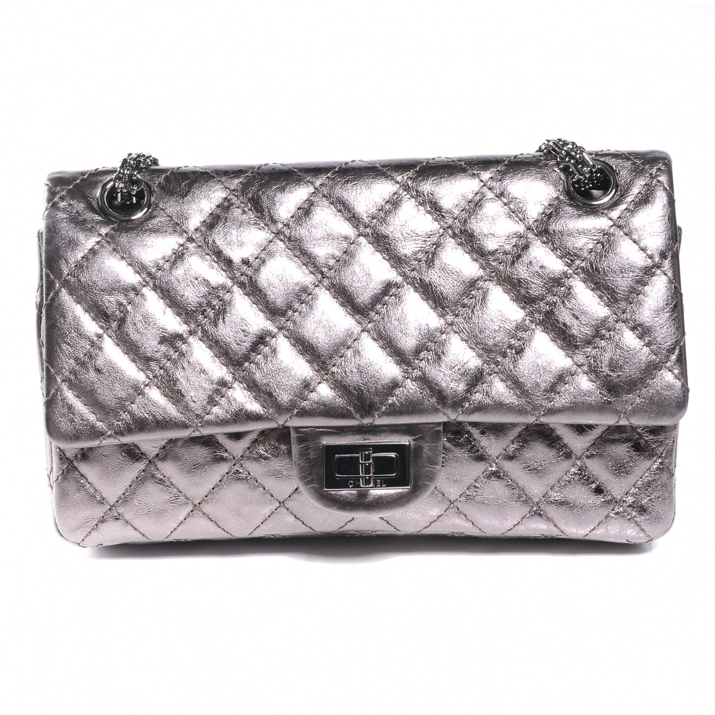 Aged Calfskin 2.55 Reissue 225 Flap Dark Silver