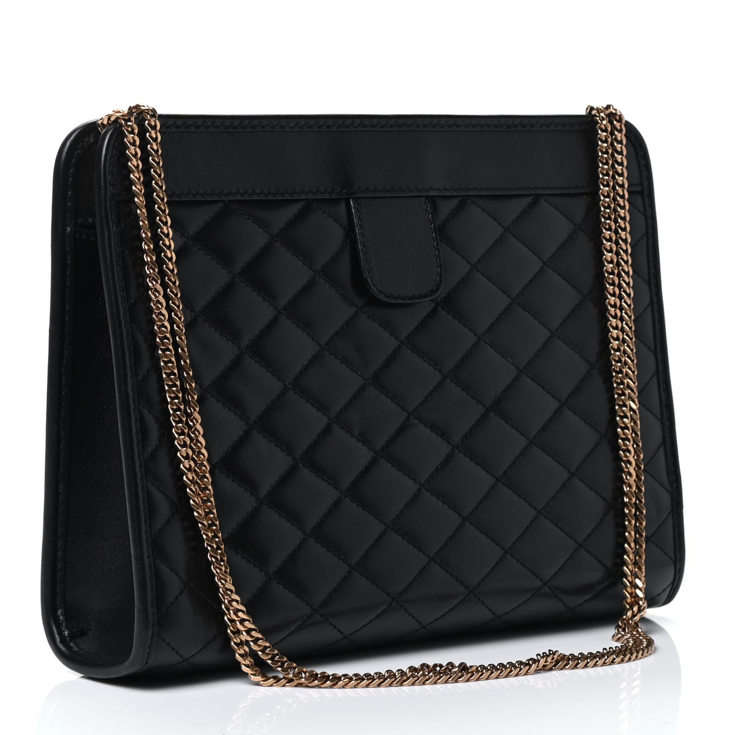 Lambskin Quilted Monogram Baby Victoire Chain Clutch Bag Black