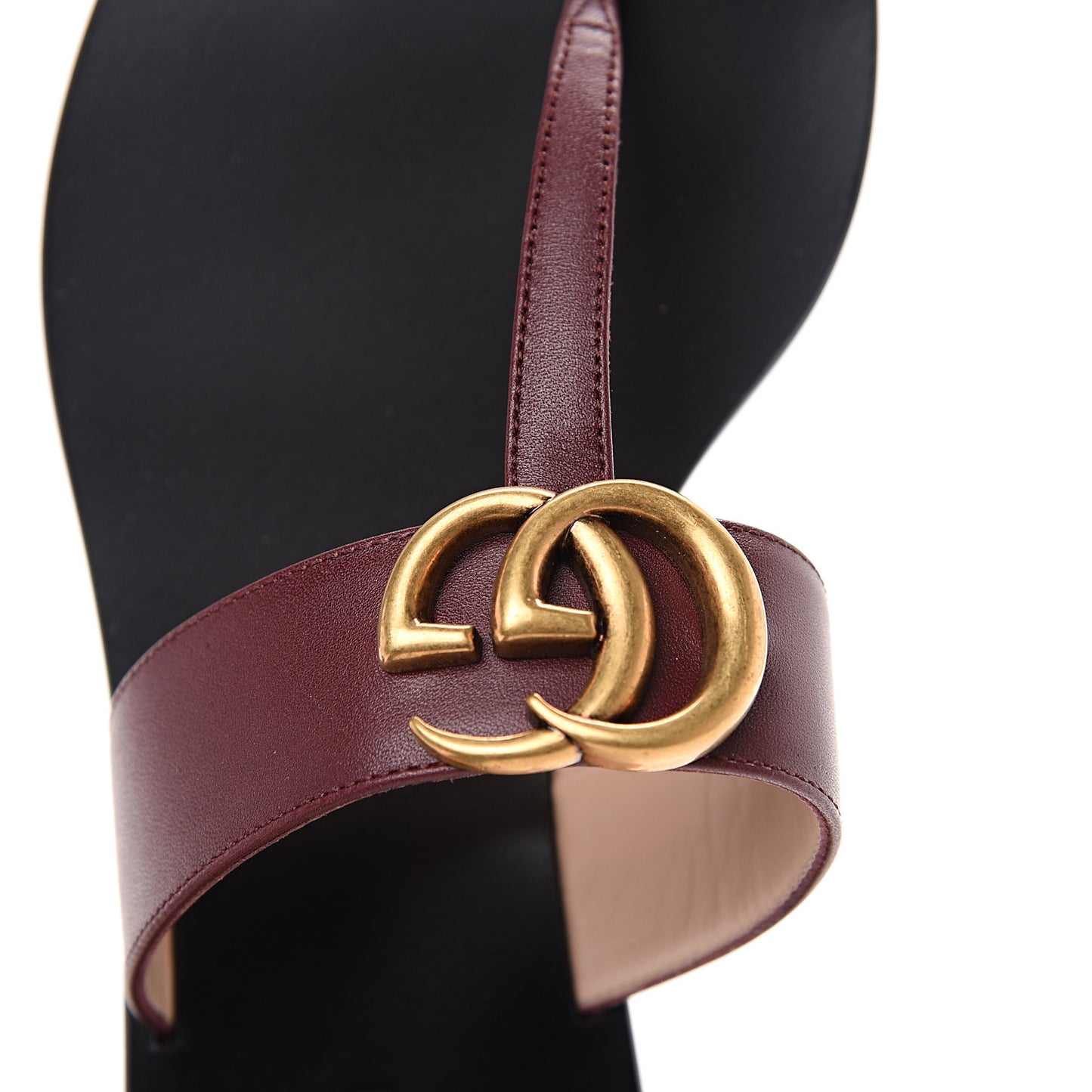 Calfskin GG Marmont Thong Sandals 35.5 Vintage Bordeaux
