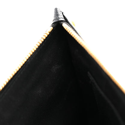 Saint Laurent Grain De Poudre Chevron Monogram Large Bill Pouch Black 8 of 10