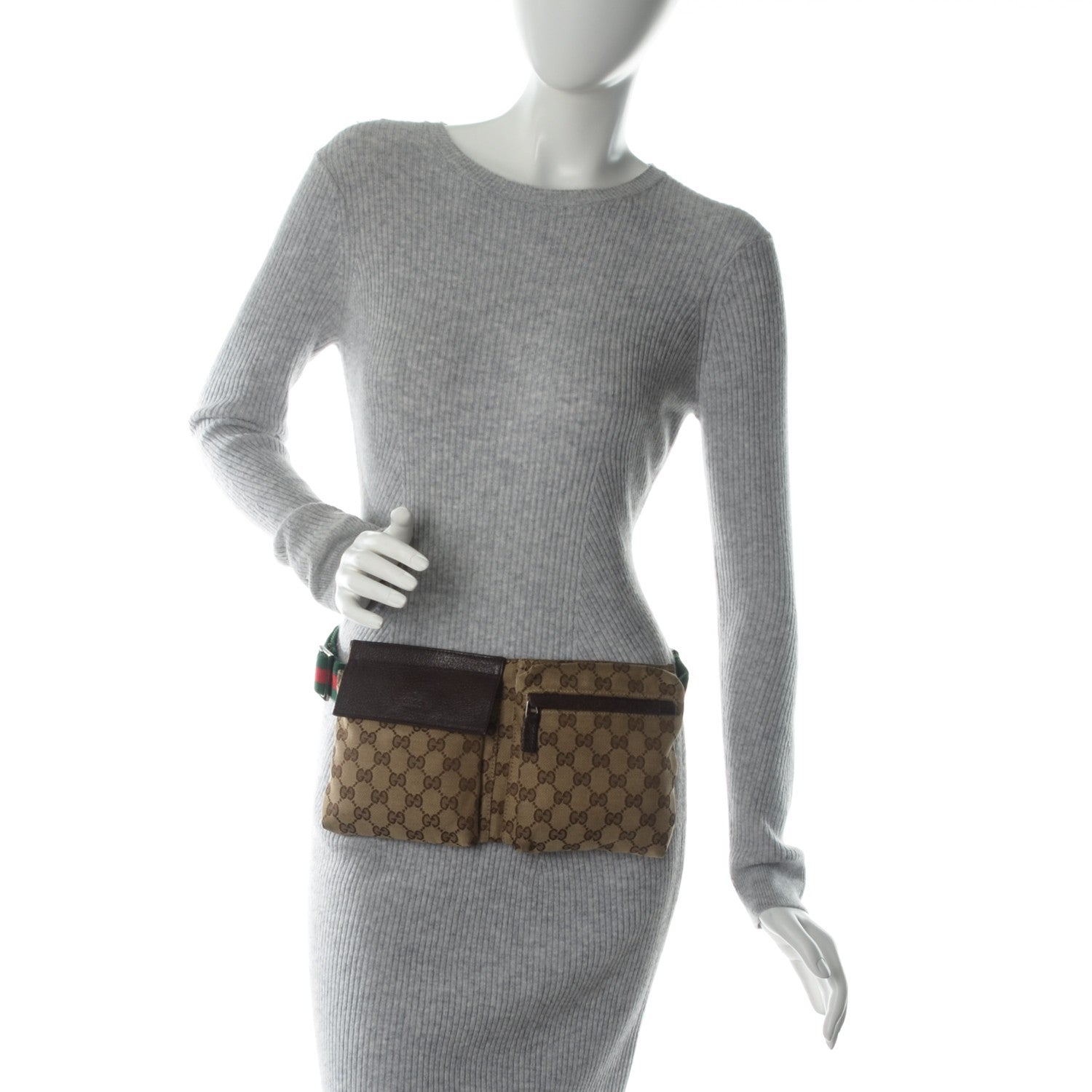 Gucci GG Monogram Double Pocket Belt Bag Dark Brown 2 of 8