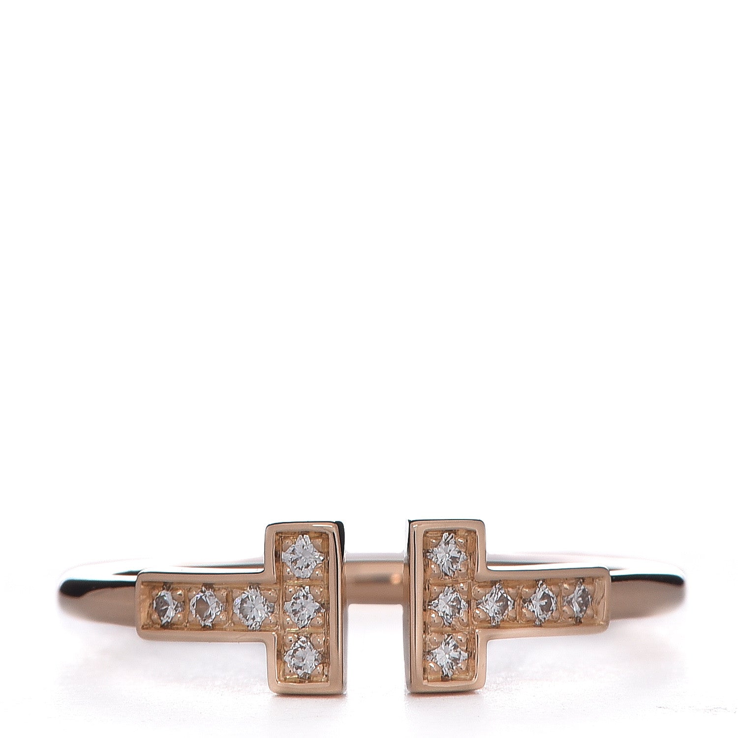 Tiffany 18K Rose Gold Diamond T Wire Ring 56 7.5 1 of 4