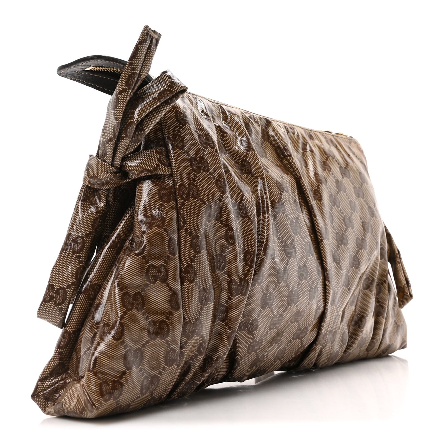Crystal Monogram Large Hysteria Clutch Brown