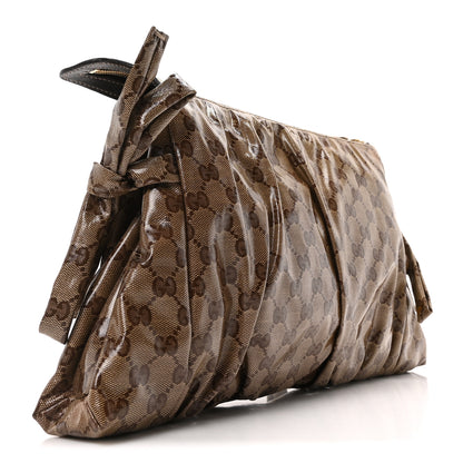 Gucci Crystal Monogram Large Hysteria Clutch Brown 3 of 10