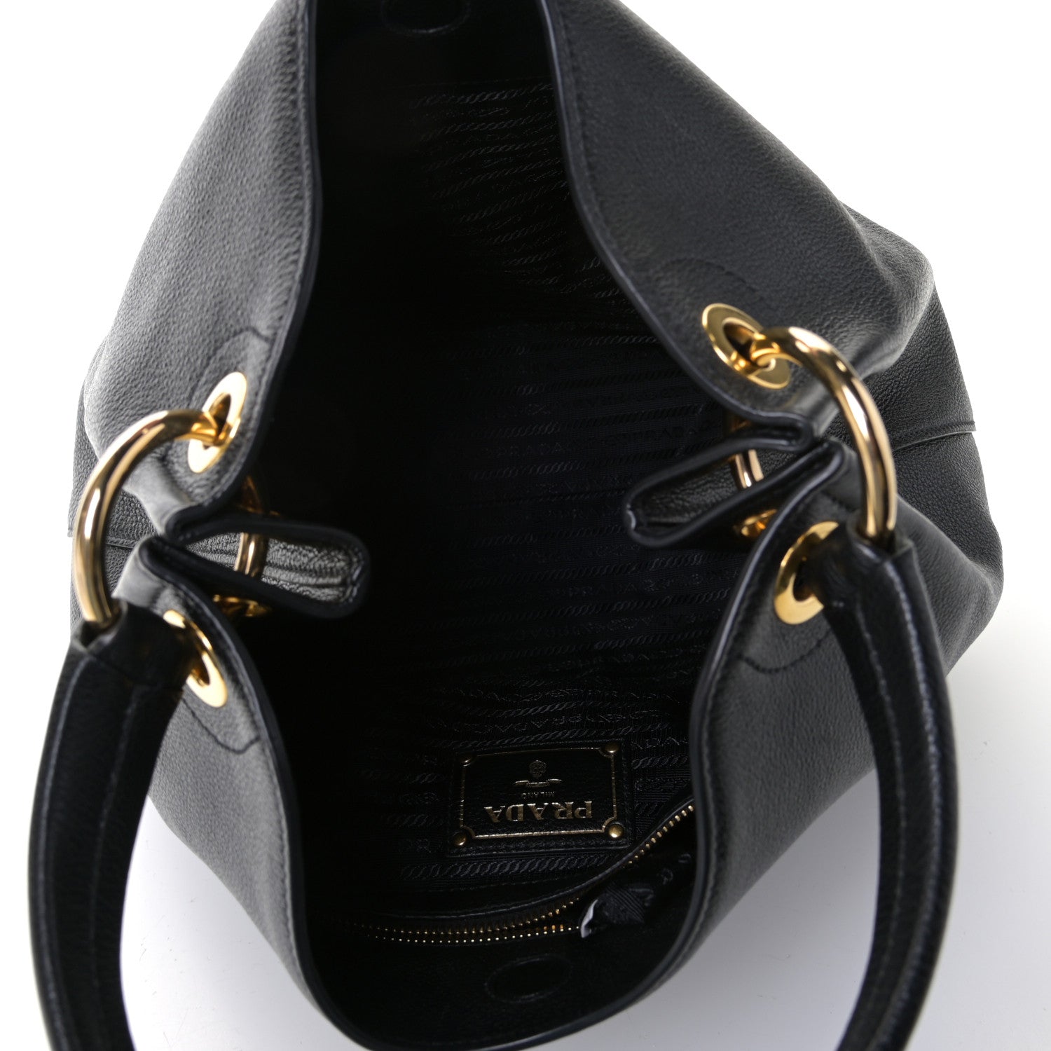 Prada Vitello Phenix Embossed Logo Hobo Black 4 of 4