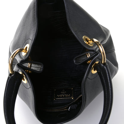 Prada Vitello Phenix Embossed Logo Hobo Black 4 of 4