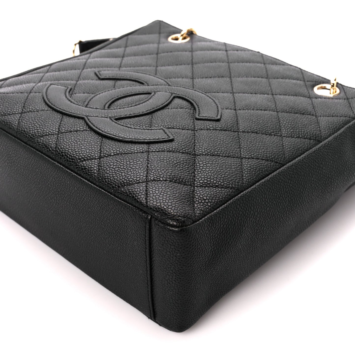 Caviar Quilted Petit Shopping Tote PST Black