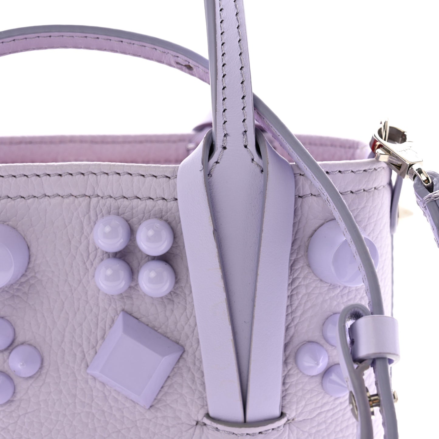 Calfskin Empire Spike Studded Mini North South Cabata Tote Lilac Smoke