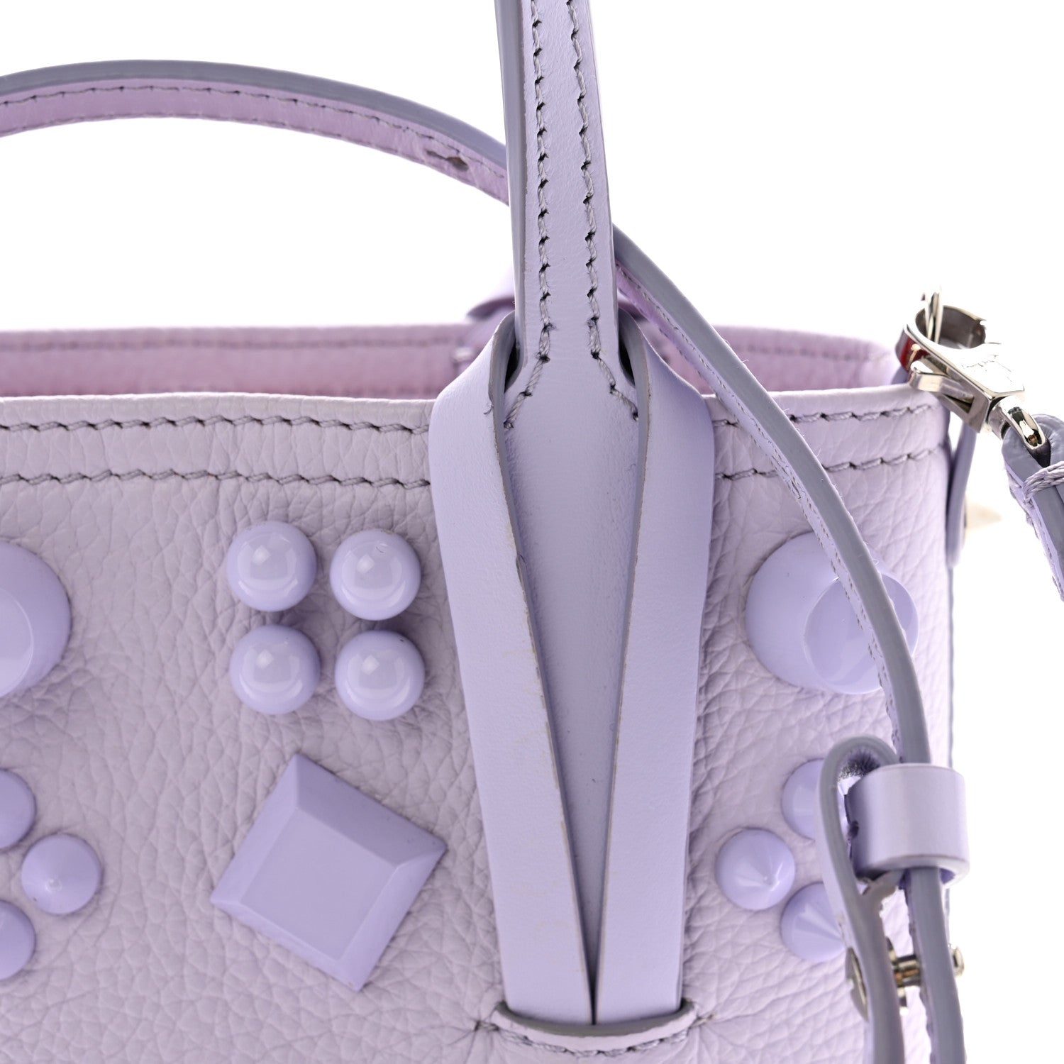 Christian Louboutin Calfskin Empire Spike Studded Mini North South Cabata Tote Lilac Smoke 10 of 10