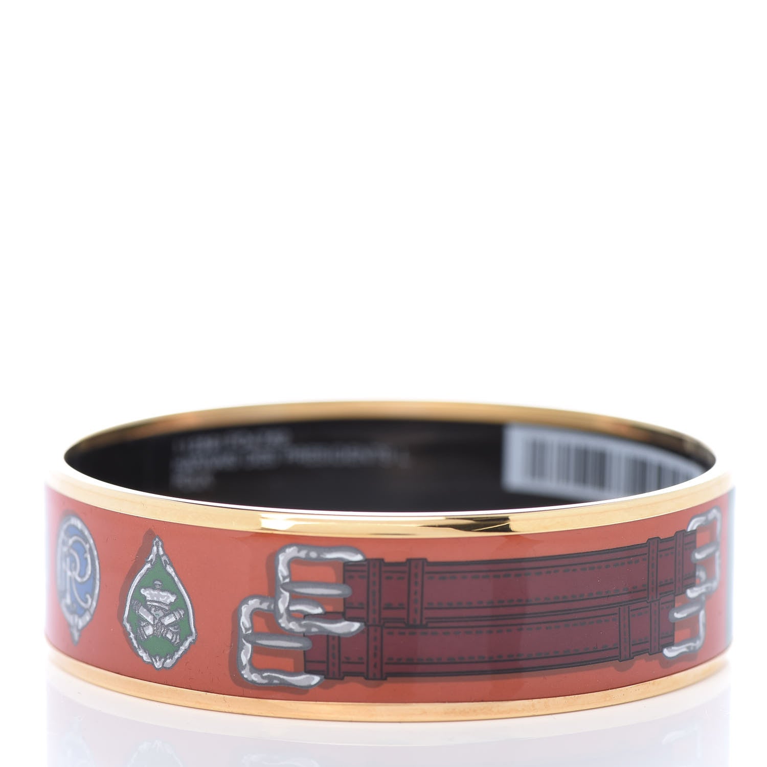Hermes Enamel Printed Harnais Des Presidents Wide Bracelet 62 Folk 3 of 5
