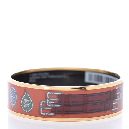 Hermes Enamel Printed Harnais Des Presidents Wide Bracelet 62 Folk 3 of 5