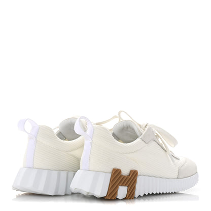 Hermes Graphic Mesh Suede Goatskin Womens Bouncing Sneakers  36 White 5 of 10