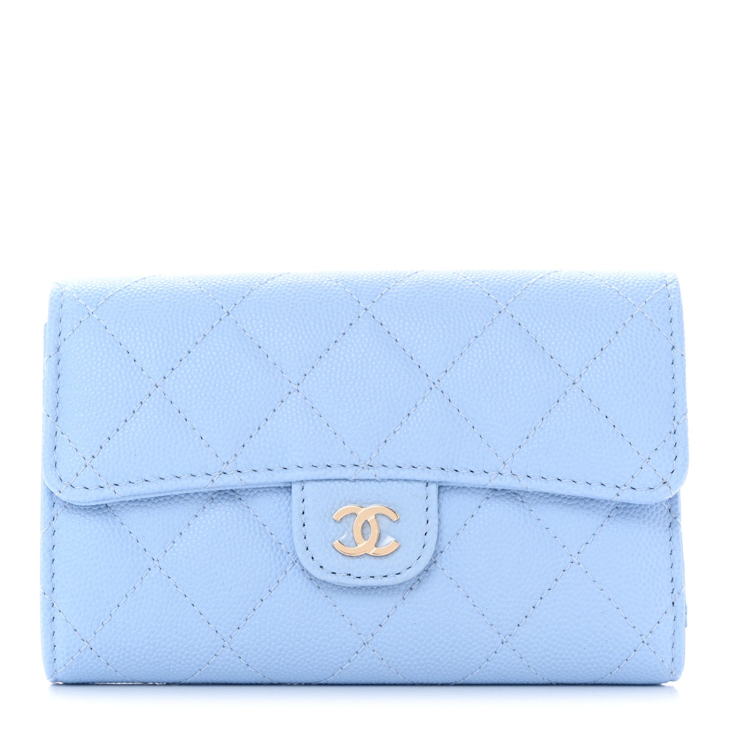 Chanel Caviar Quilted Medium Flap Wallet Light Blue 1 of 11