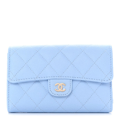 Chanel Caviar Quilted Medium Flap Wallet Light Blue 1 of 11