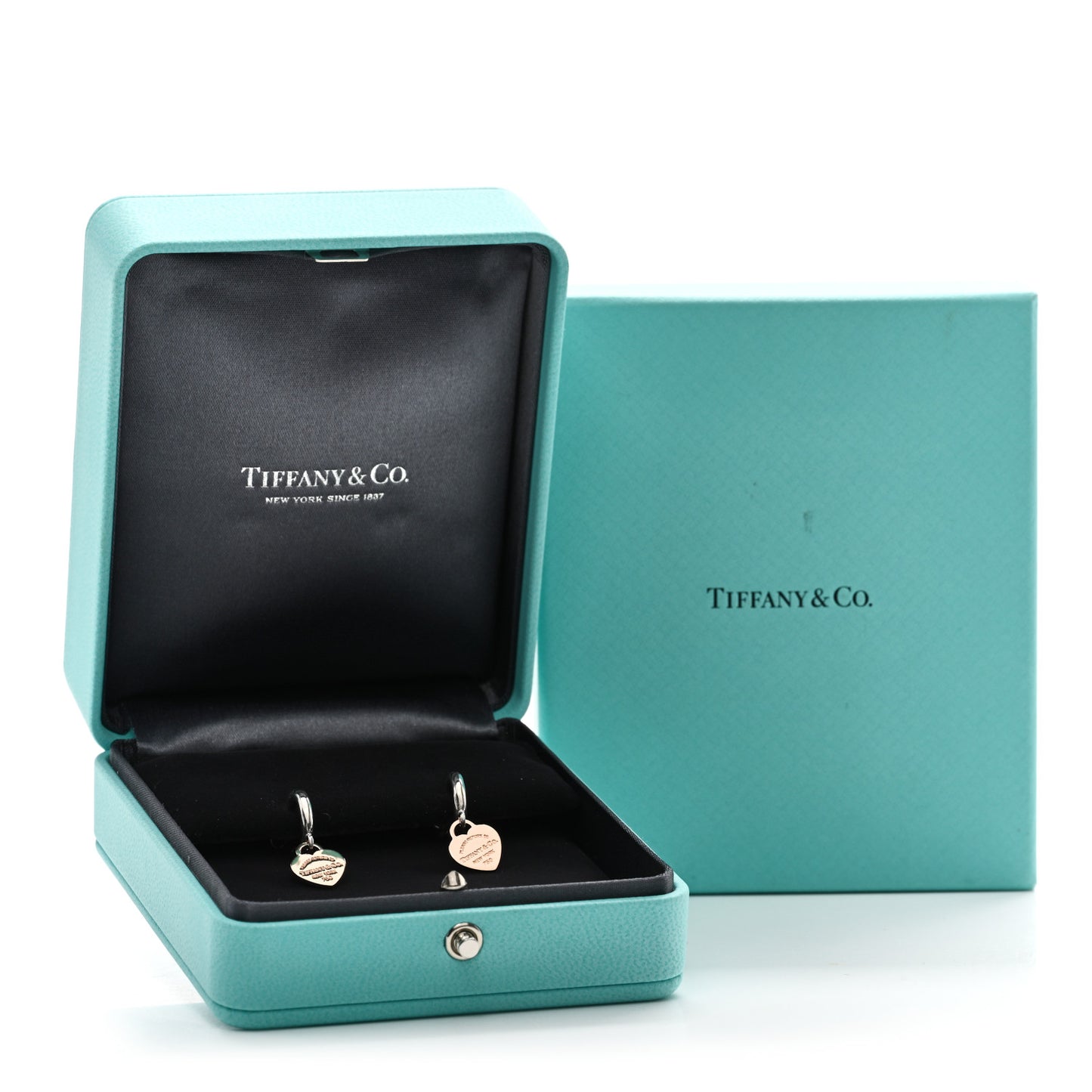 Sterling Silver 18K Rose Gold Mini Return To Tiffany Heart Hoop Earrings
