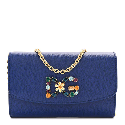 Dolce & Gabbana Dauphine Crystal Wallet On Chain Blue 1 of 9