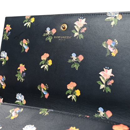 Saint Laurent Calfskin Prairie Flower Printed Small Monogram Clutch Black Multicolor 12 of 12