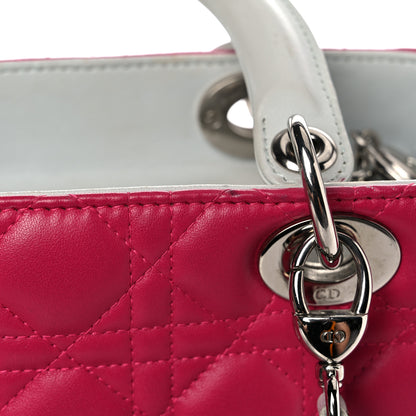 Christian Dior Lambskin Cannage Medium Tri-Color Lady Dior Fuchsia Orange 24 of 37