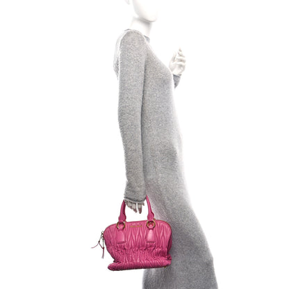 Miu Miu Nappa Matelasse Lux Mini Crossbody Tote Peonia 2 of 9