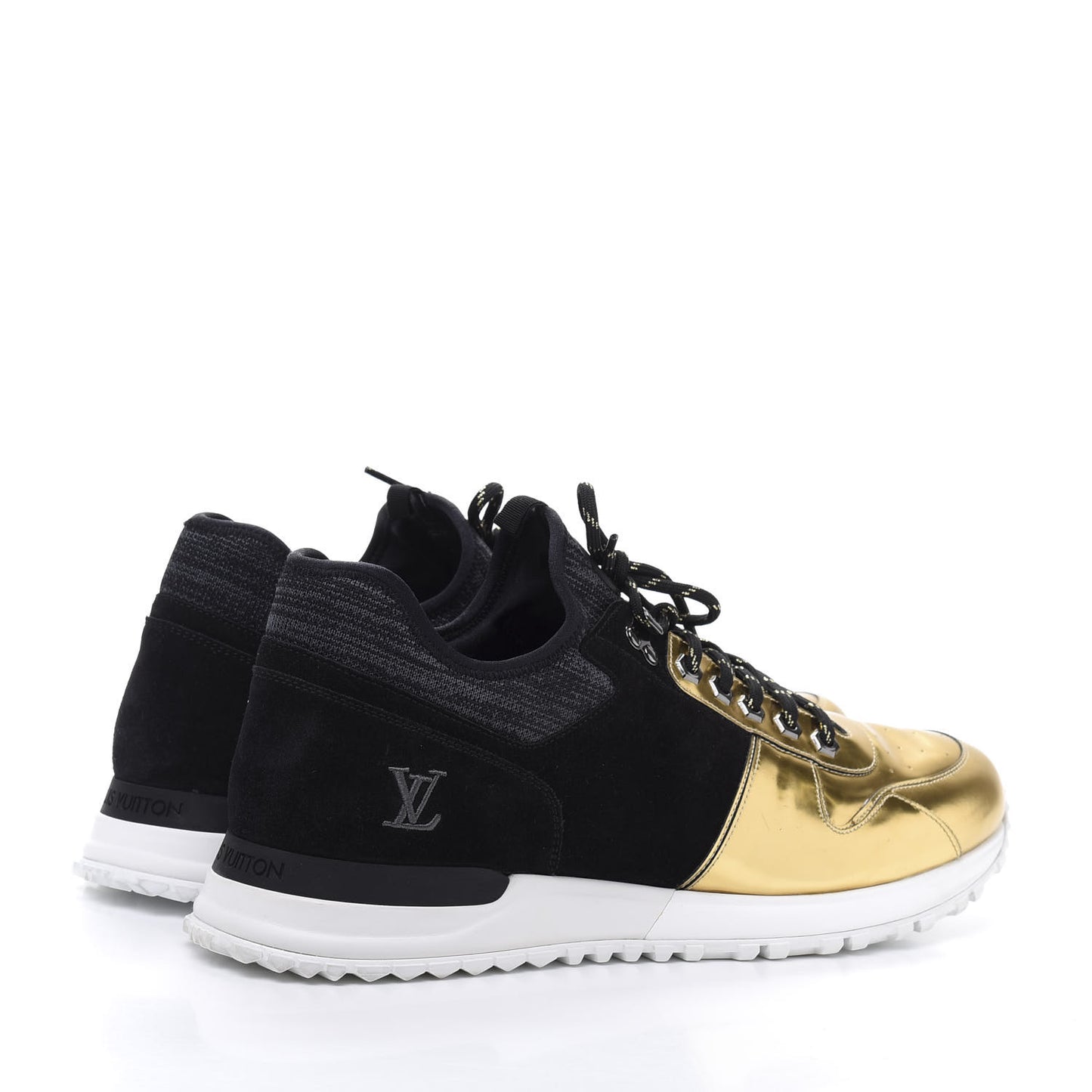 Metallic Patent Suede Run Away Sneakers 9.5 Black Gold
