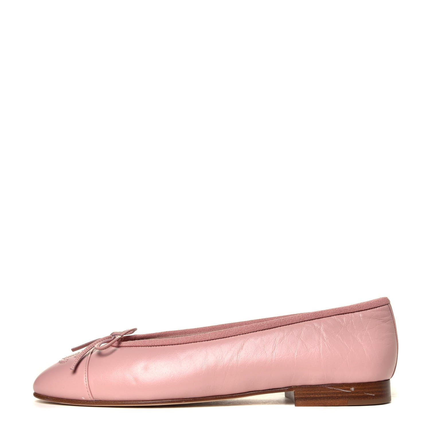 Chanel Crumpled Calfskin Cap Toe CC Ballerina Flats 39 Powder Pink 1 of 12