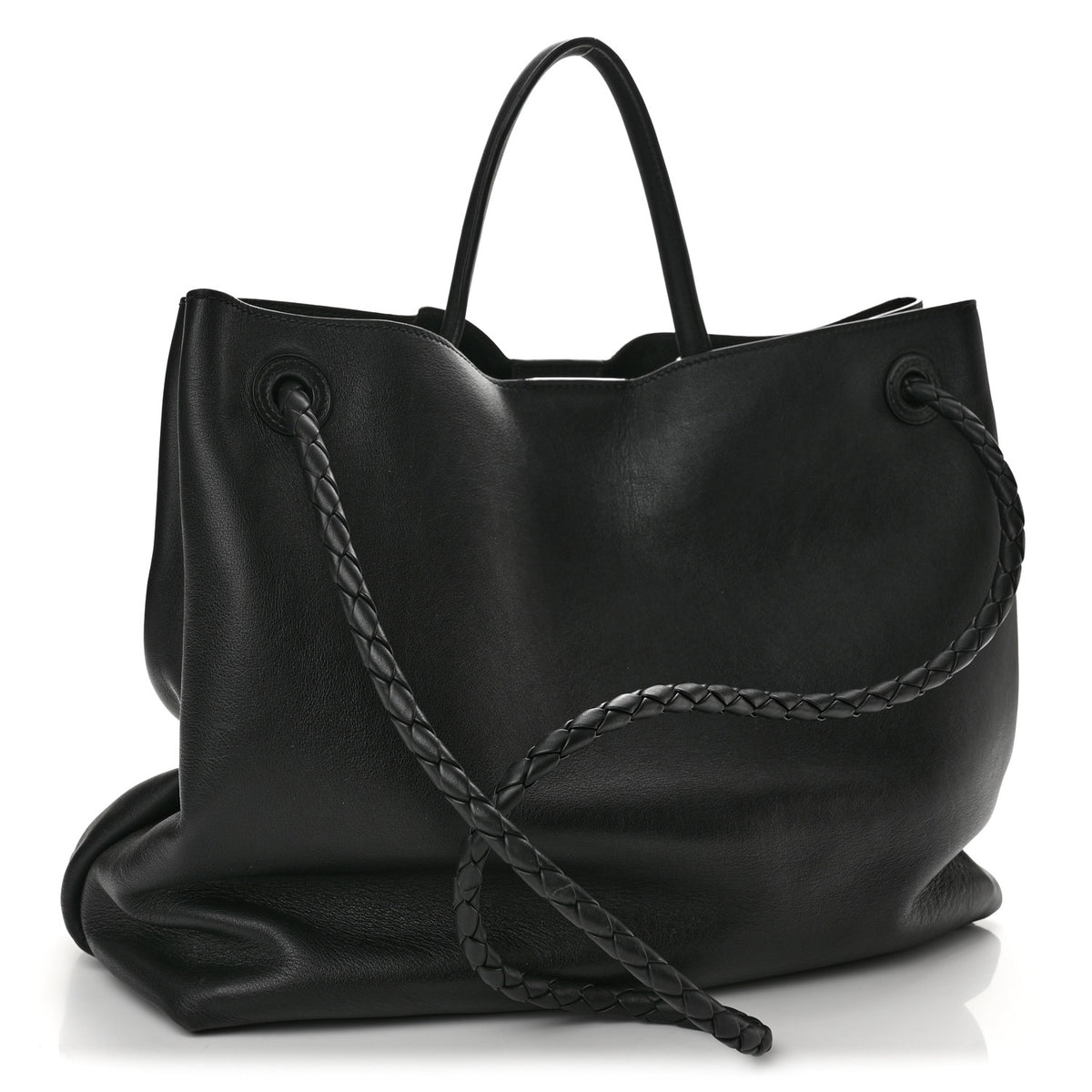 Silky Calfskin Large Andiamo Shoulder Bag Black