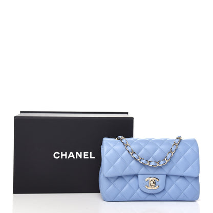 Chanel Lambskin Quilted Mini Rectangular Flap Light Blue 10 of 10