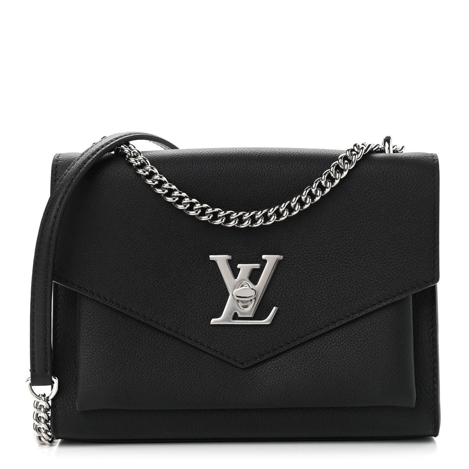 Louis Vuitton Soft Calfskin Mylockme Chain Bag BB Black 1 of 11