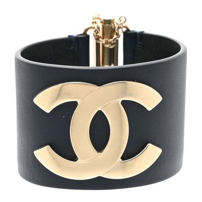 Chanel Calfskin CC Wide Cuff S Navy 1 of 5