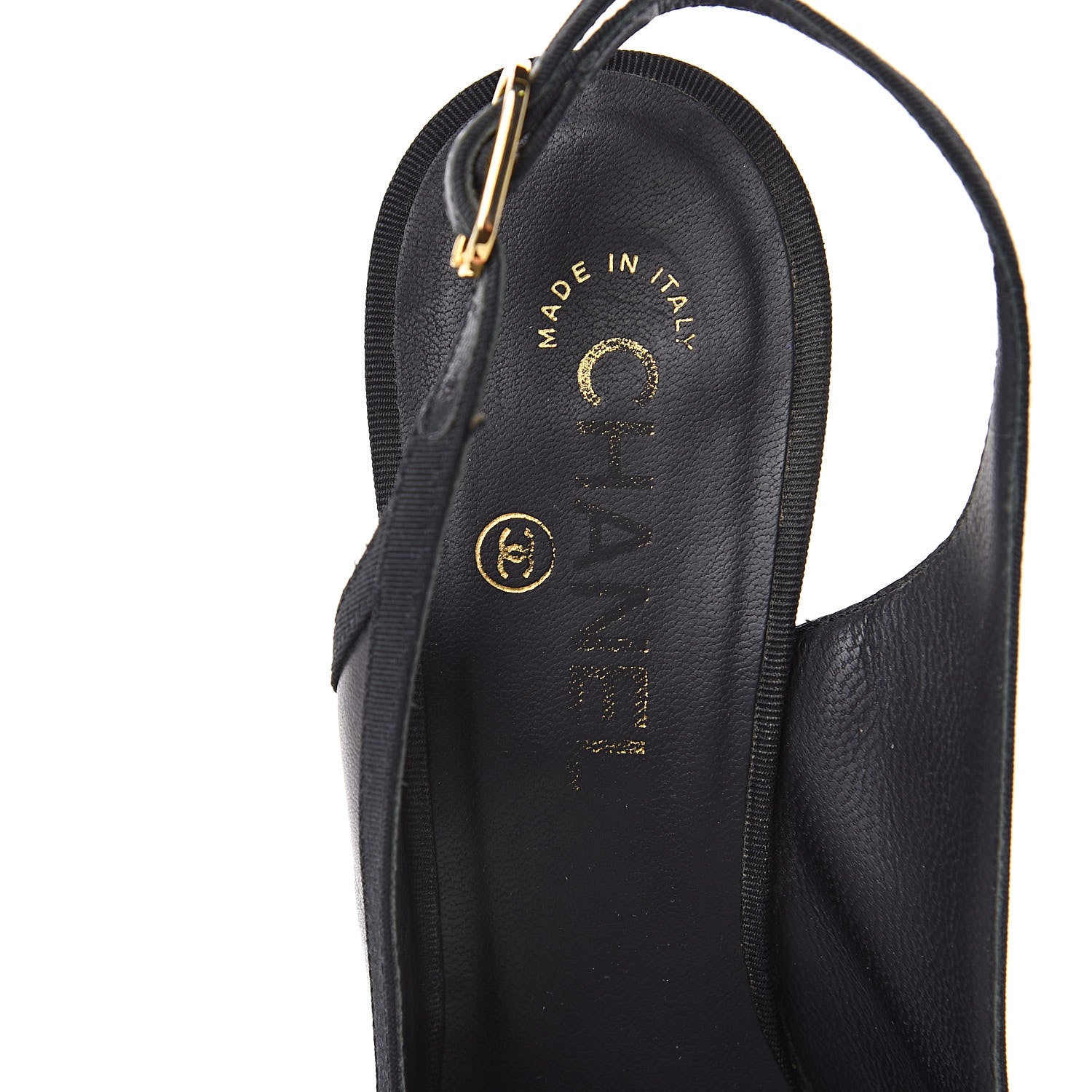 Chanel Lambskin Grosgrain Cap Toe CC Slingback Pumps 39.5 Black 8 of 10