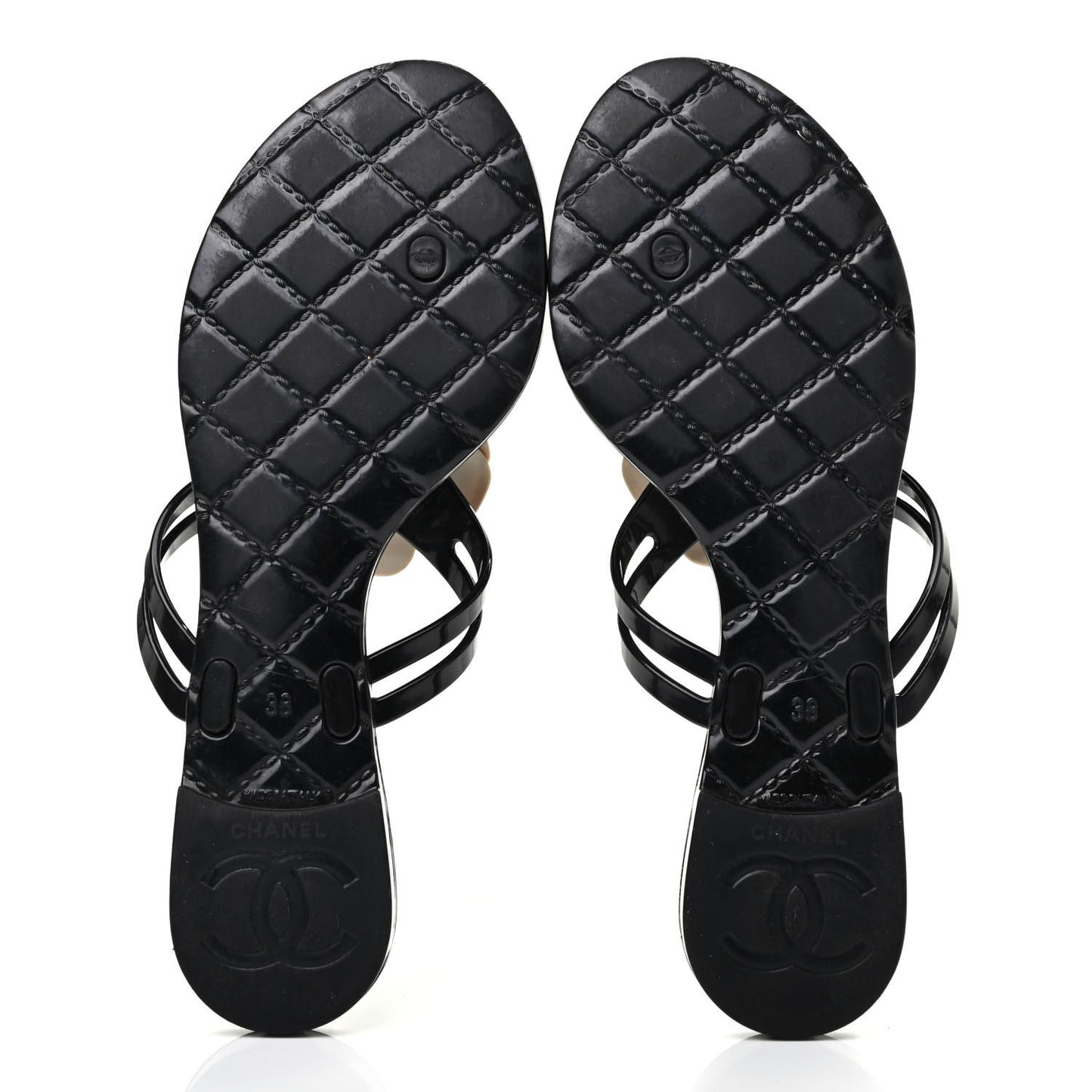 Jelly Camellia Thong Sandals 38 Black Ivory