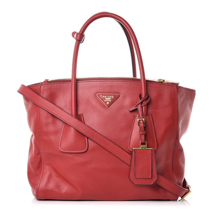 Prada Glace Calfskin Twin Pocket Tote Fuoco 1 of 15